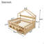 Lit cabane pour enfant, en bois, avec barrières de sécurité, rangement sous le lit, tiroir et éclairage.-133670854-133670855