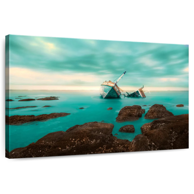Mehar Rocky Seas Shipwreck, 30" H x 45" W