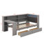 Lit plateforme simple avec tablettes de rangement, tiroirs, station de charge, DEL, bureau et tête de lit tapissier-1266163605