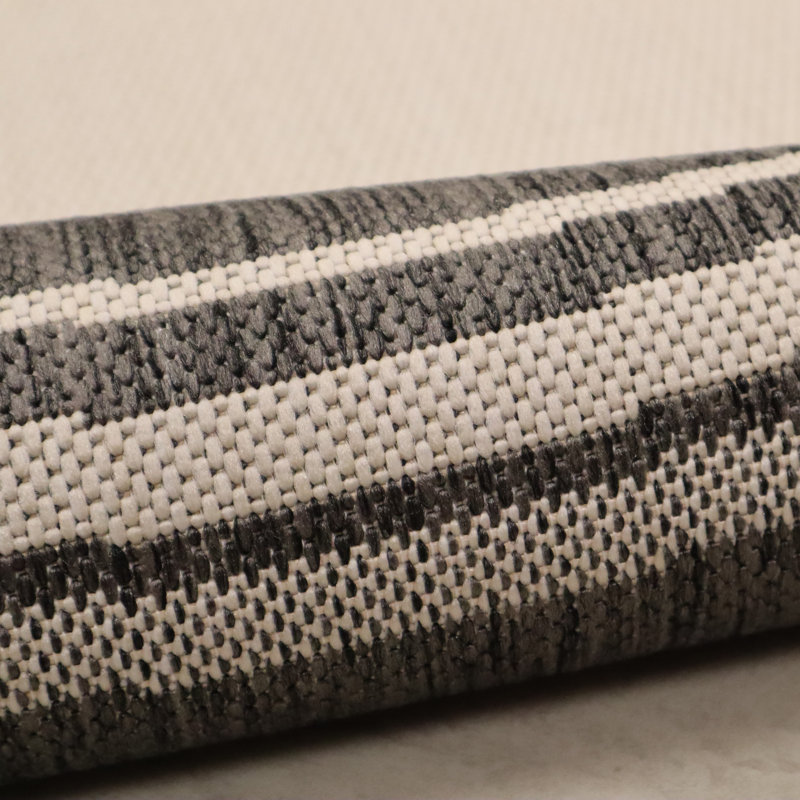 Tapis rayé ivoire intérieur / extérieur Alexanndra, Rectangle 7 pi 6 po x 9 pi 5 po