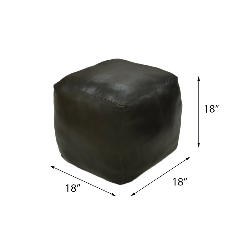 BBH HOMES HANDMADE ECO-FRIENDLY SQUARE SHAPED STUFFED BUFFALO LEATHER BLUE POUF - 14" x 14" x 14", Square Shape, Blue Color, Plain Solid Design, Genunie Buffalo Leather, Recycled Cotton Stuffed, Seating Pouf For Living Room, Study Room, Patio & Office