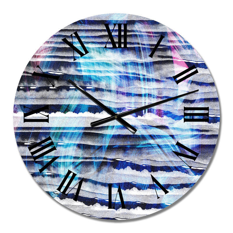 Horloge murale moderne à motif géométrique en bleu et rouge, Petit