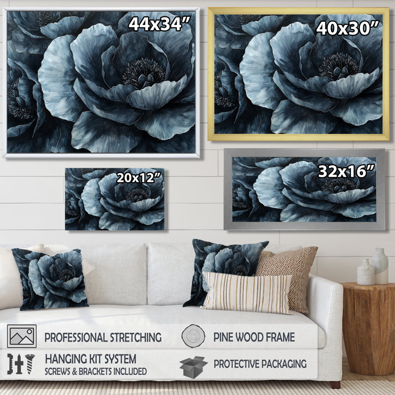 Ison - Floral Oversized Canvas Prints, 12" H x 20" W, Impression encadrée flottante, Cream