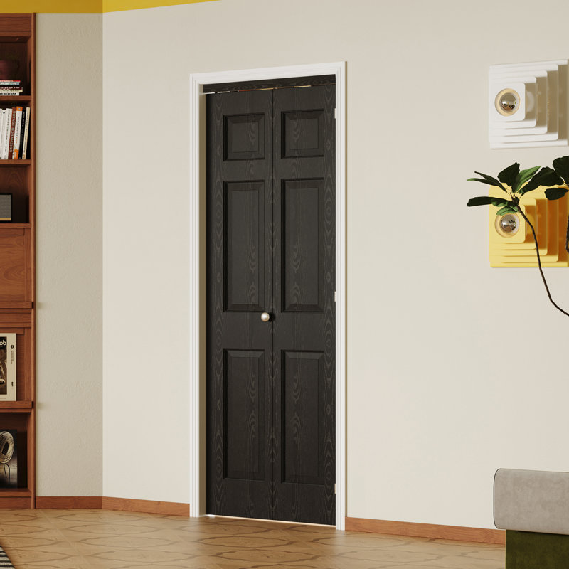 Portes pliantes pliantes noires en bois manufacturé 6 pièces avec quincaillerie, 48 po x 80 po