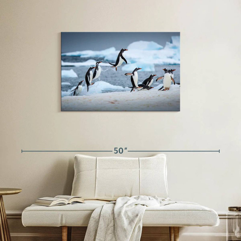Pingouins sautant sur la glace, H 24 po x l 36 po