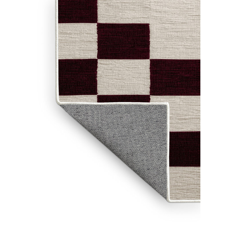 Tapis beige à carreaux lavable à la machine, Rectangle 4 pi x 6 pi