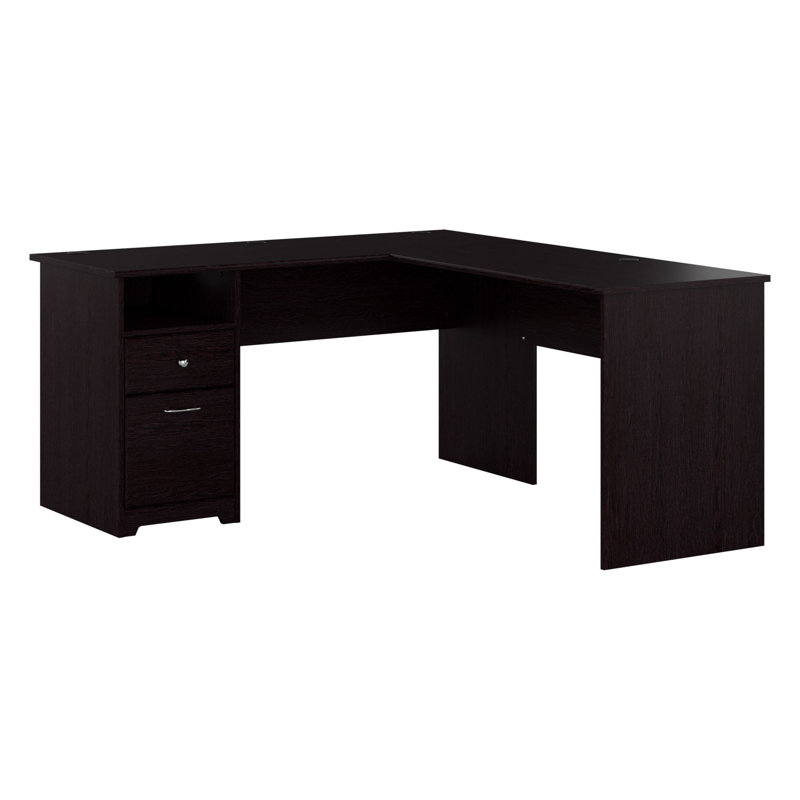 Ozro L-Shaped Executive Desk, Espresso Oak, 30" H x 60" W x 65.2" D