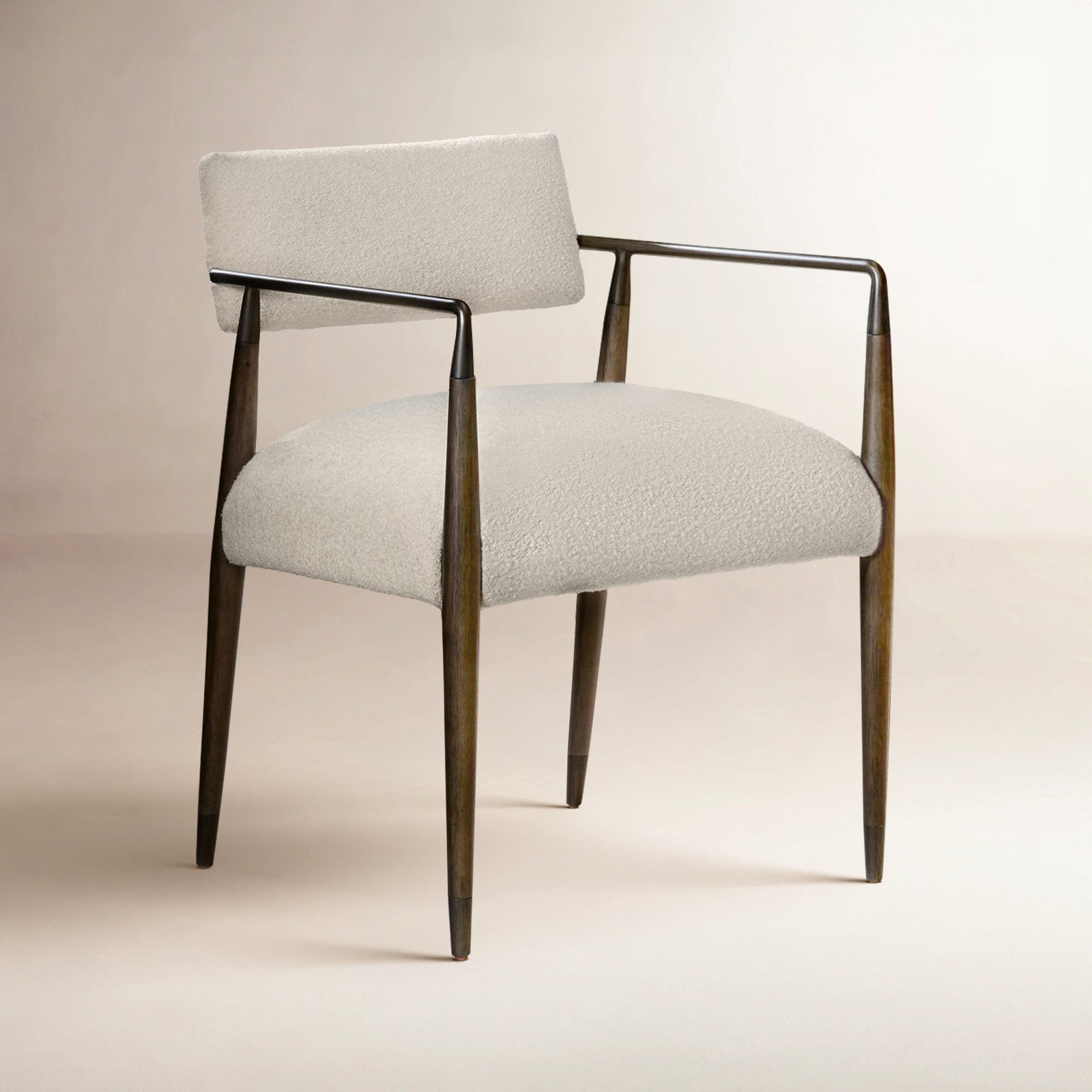 Damari Upholstered Arm Chair, Charter Oatmeal, Sierra Brown/Aged Bronze