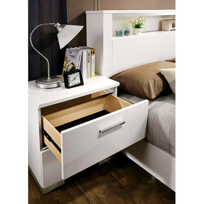 Table de chevet avec chargeur USB et 2 tiroirs