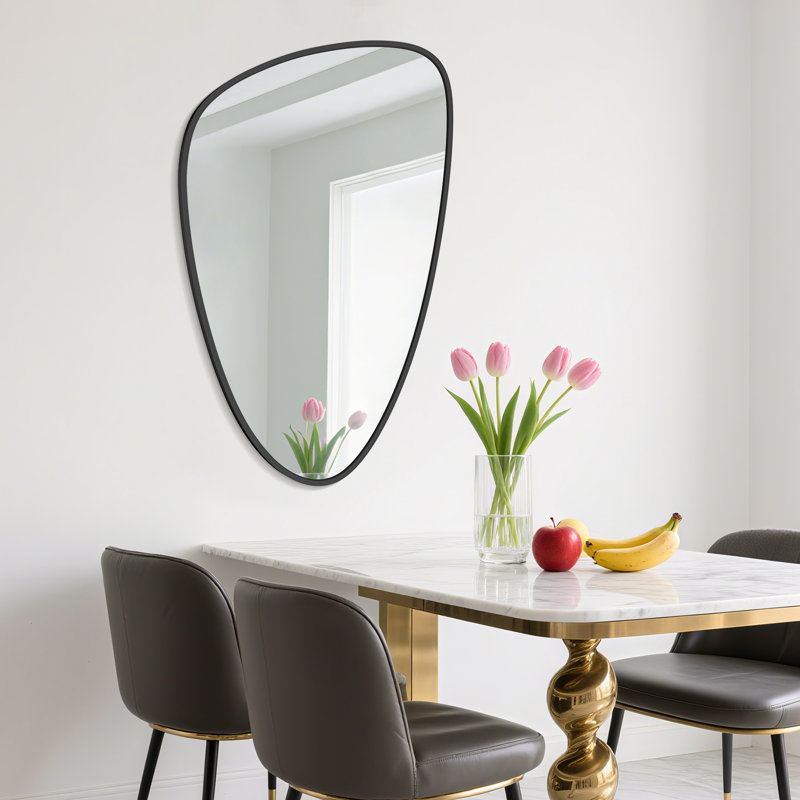 Miroir de décoration murale irrégulier, Noir, noir, noir, noir, 36 po x 23 po