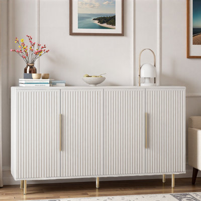 Buffet avec tablettes réglables et panneau cannelé à 4 portes