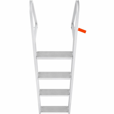 Dock Ladder, Removable 4 Steps, 350 lbs Load Capacity, Aluminum Alloy Pontoon Boat Ladder with 4'' Wide Step & Nonslip Rubber Mat, Easy to Install for Ship/Lake/Pool/Marine Boarding