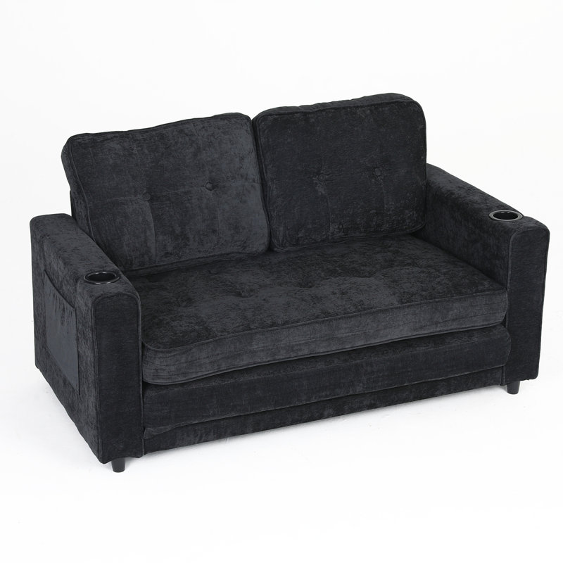55"3 Fold Sofa,Convertible Futon Couch sleeper sofabed, Black