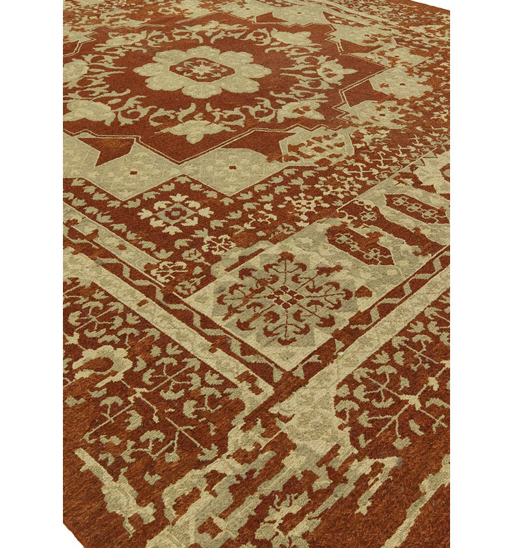 Tapis oriental en laine rouille, Rectangle 2 pi x 3 pi
