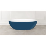 Barcelona Painted 70-1/4" x 33-5/8" Freestanding Soaking Bathtub In Volcanic Limestone With Overflow Hole