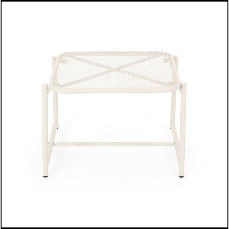 Durable Weather-Resistant Patio Side Table With Mesh Top For Outdoor Convenience And Style, Matte White