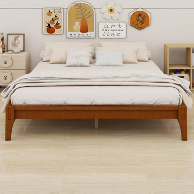 Base de lit plateforme en bois avec support en lattes de bois