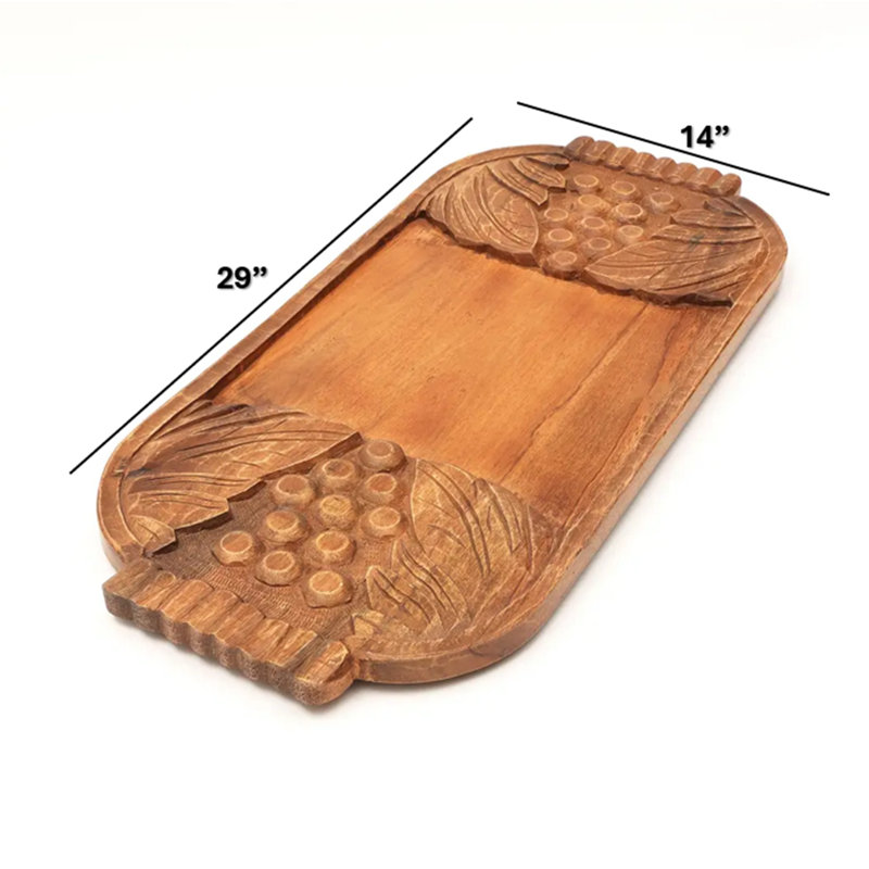 Wooden Serving Tray | Mango Wood Platter | 29.5x14x1.5"