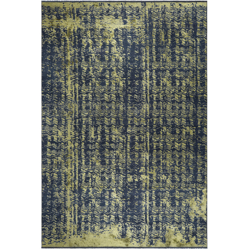 Tapis noir / jaune citron Rapture, Rectangle 7 pi 10 po x 9 pi 10 po