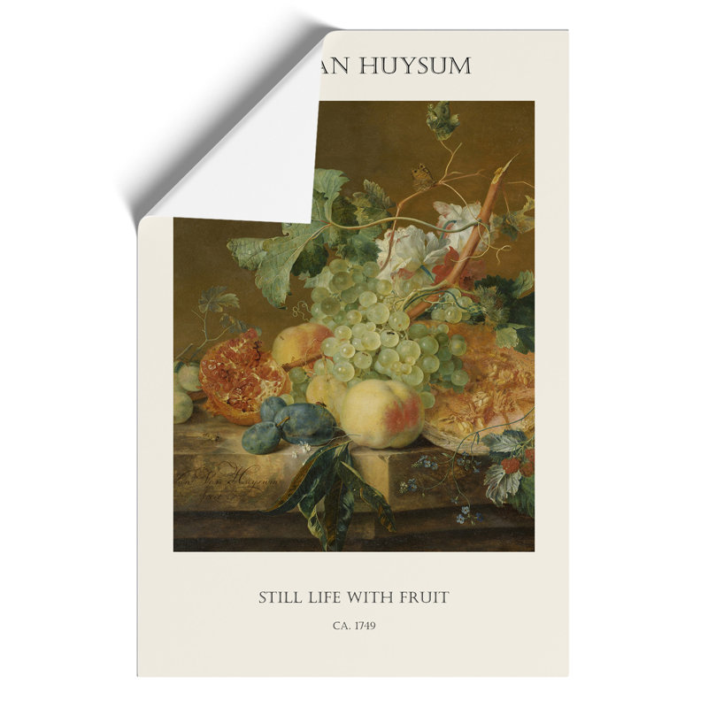 Still Life with Flowers and Fruit Print by Jan van Huysum - Frameless Print, 30cm H x 21cm W x 0.1cm D