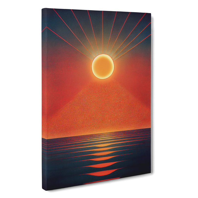 Unusual Abstract Ocean Sunset - Wall Art, Wrapped Canvas, 60cm H x 40cm W x 2cm D, No Matte