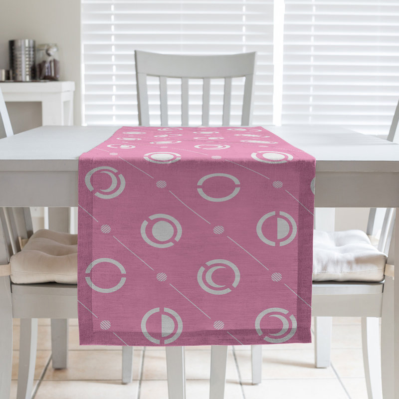 Classic Moon Phases Table Runner, 16" x 72", Pink/Cotton White