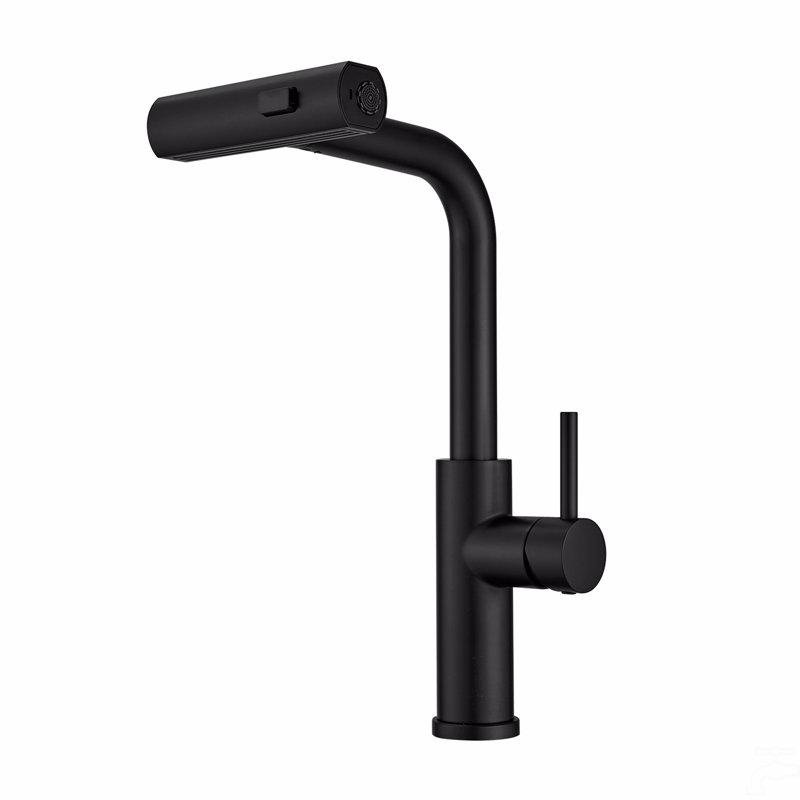 Robinet d'évier de cuisine, robinets de cuisine noirs avec douchette extractible, robinet de bar de cuisine à un trou, Noir