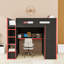 Lit mezzanine double en bois avec bureau, bande lumineuse, port USB et 2 tiroirs-629636893