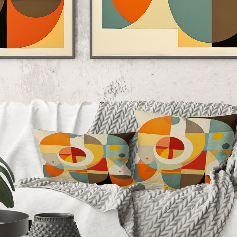 Synchronicities Midcentury Elegant Retro Art V - Abstract Midcentury Printed Throw Pillow