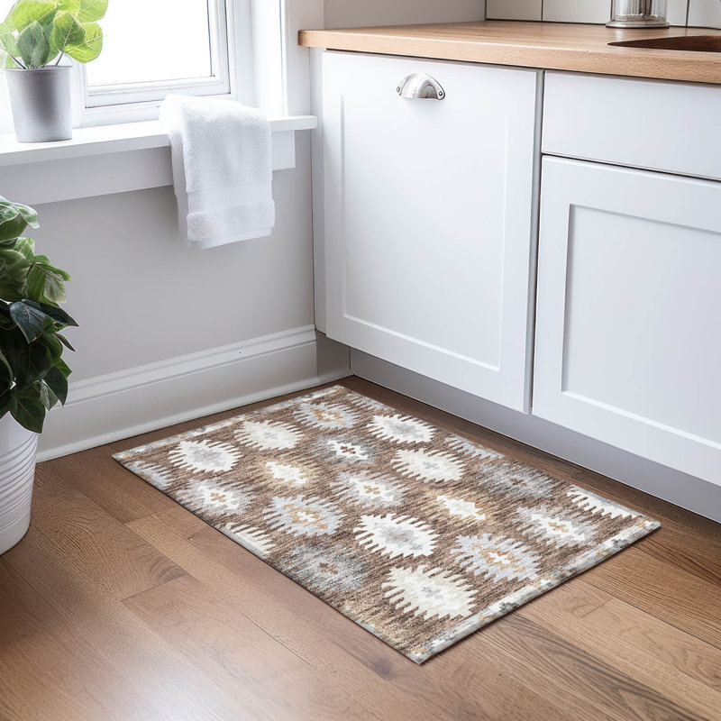 Chayden Washable Ikat Indoor / Outdoor Rug, Rectangle 1'8" x 2'6"