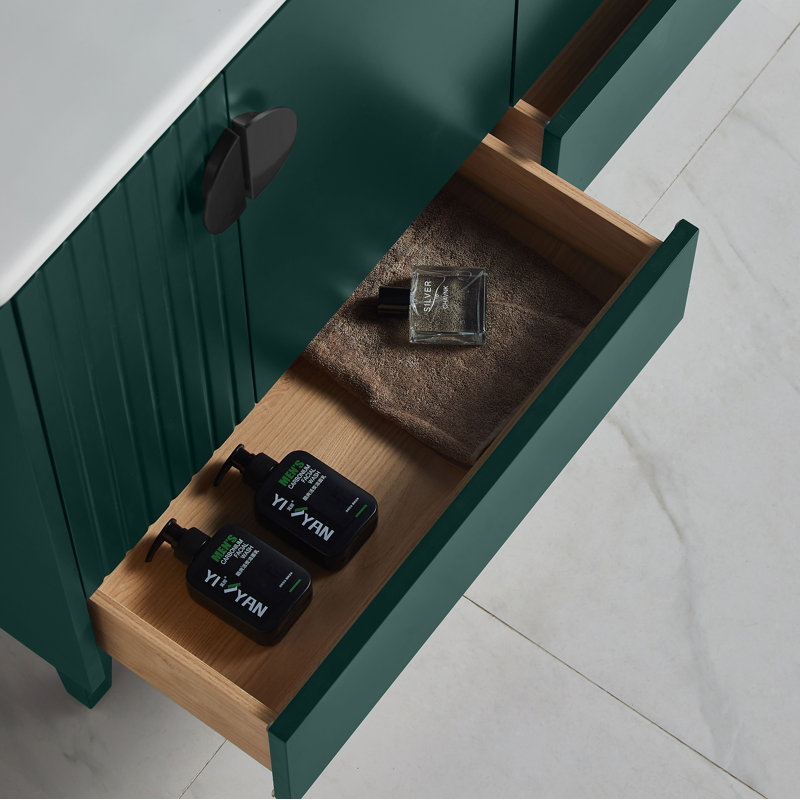 Ensemble de meuble-lavabo simple 48 po Saimah, Noir, Vert