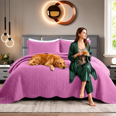 Ensemble de couvre-lit en microfibre embossée