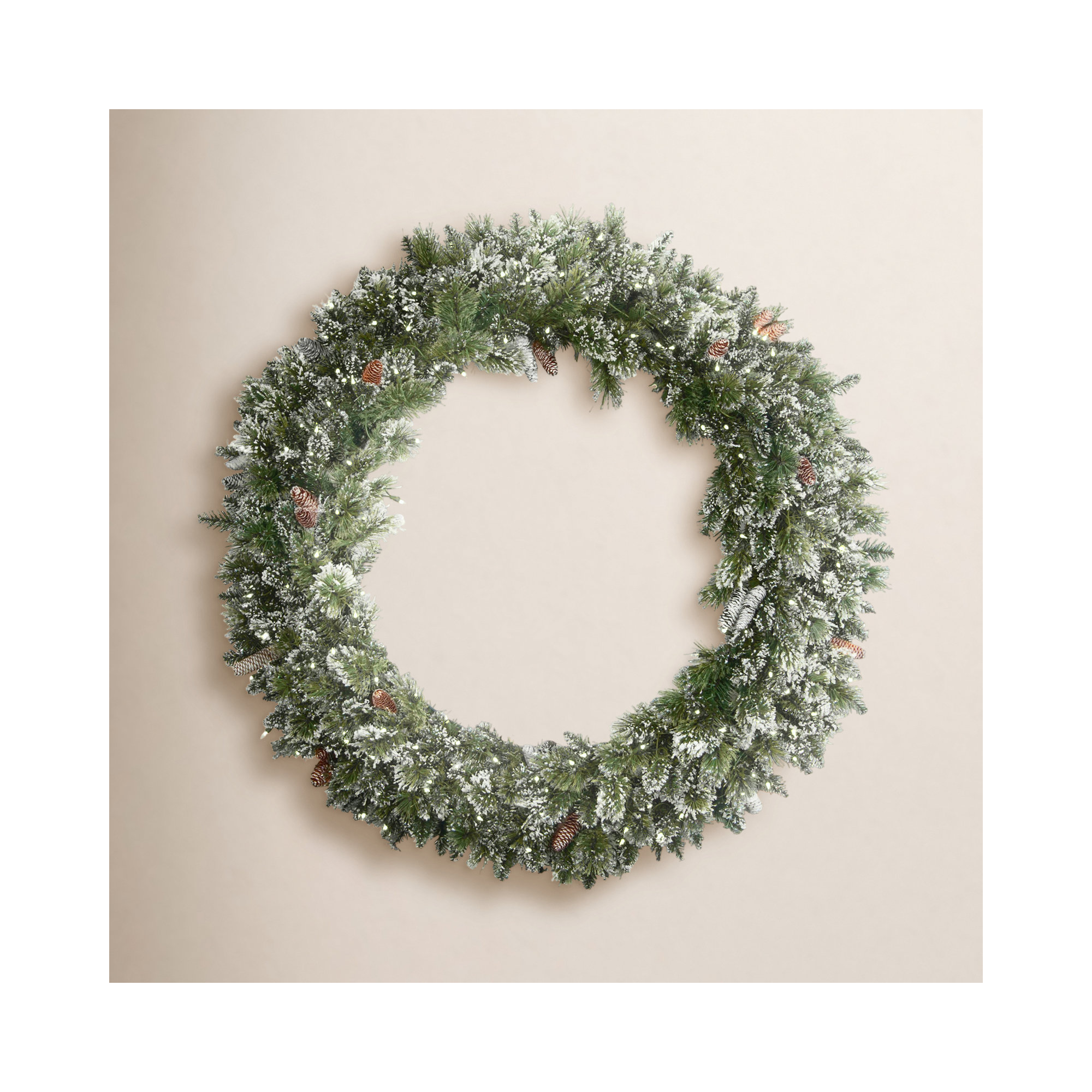 48'' Faux Pinecone Lighted Wreath