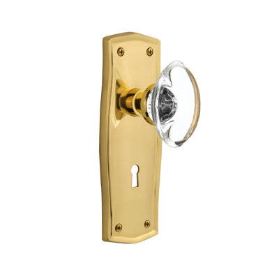 Prairie Plate with Decorative Keyhole and Oval Clear Crystal Door Knob