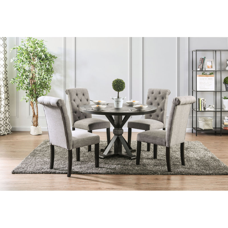 Julian 4-Person Round Pedestal Dining Set, Light Gray