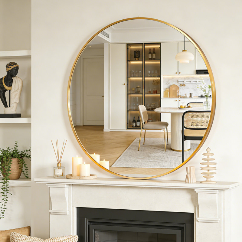 Miroir rond Garber, Or, 36 po x 36 po
