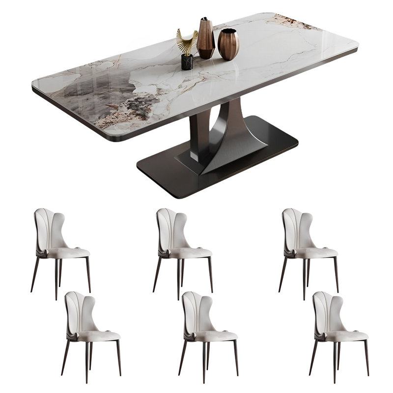 Ensemble de table de salle à manger rectangulaire et chaises, H 29,52 po x L 62,99 po x l 33,46 po