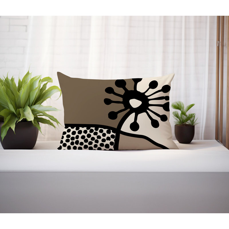 Coussin lombaire réversible intérieur / extérieur Jai Abstract, H 18 po x l 25 po, Beige
