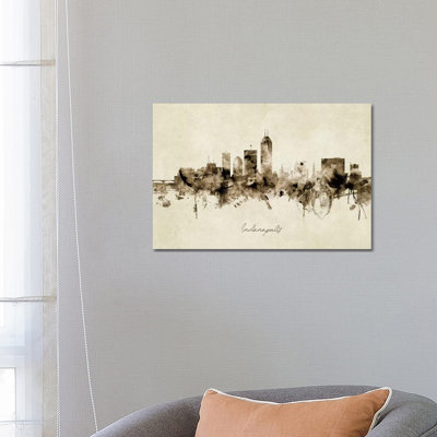 Indianapolis Indiana Skyline by Michael Tompsett - Wrapped Canvas Graphic Art