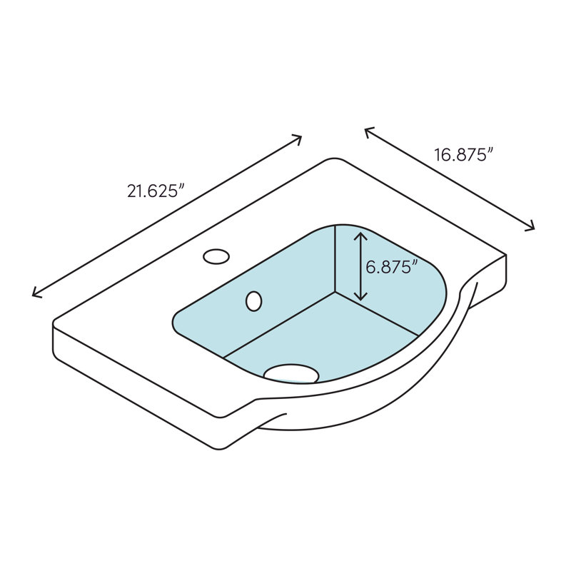 Lavabo de salle de bain mural 22 po avec trop-plein 3 trous D-Code