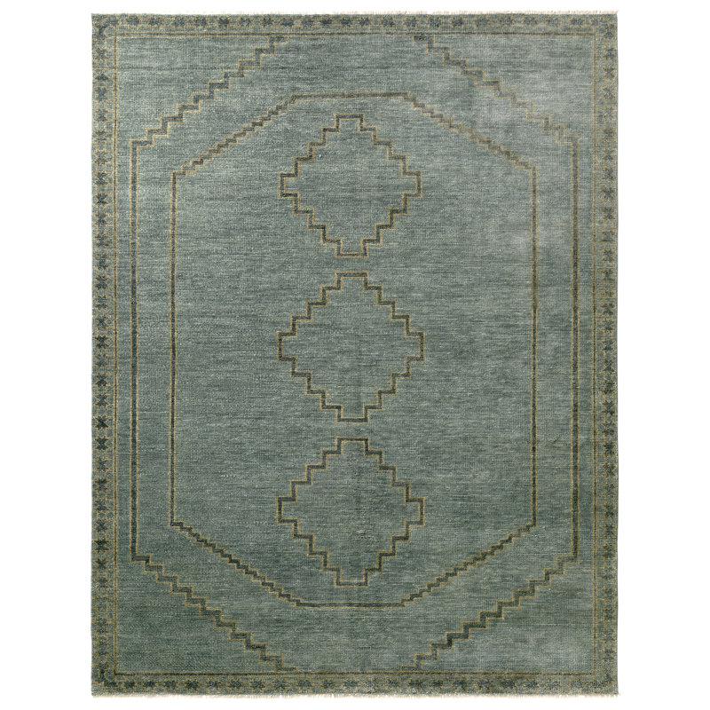 Jaipur Living Paphos CYP01 Handknotted Medallion Blue and Tan Area Rug (9'x12'), Rectangle 8' x 10'
