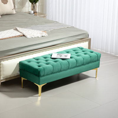 Banc de lit capitonné en velours