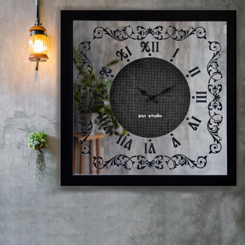 Rhinestone Square Wood Wall Clock, 80cm H x 80 cm W