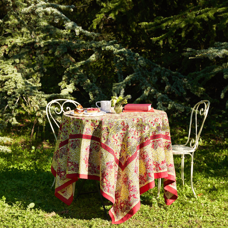 Belote Tablecloth, 59" Square , Red-Green