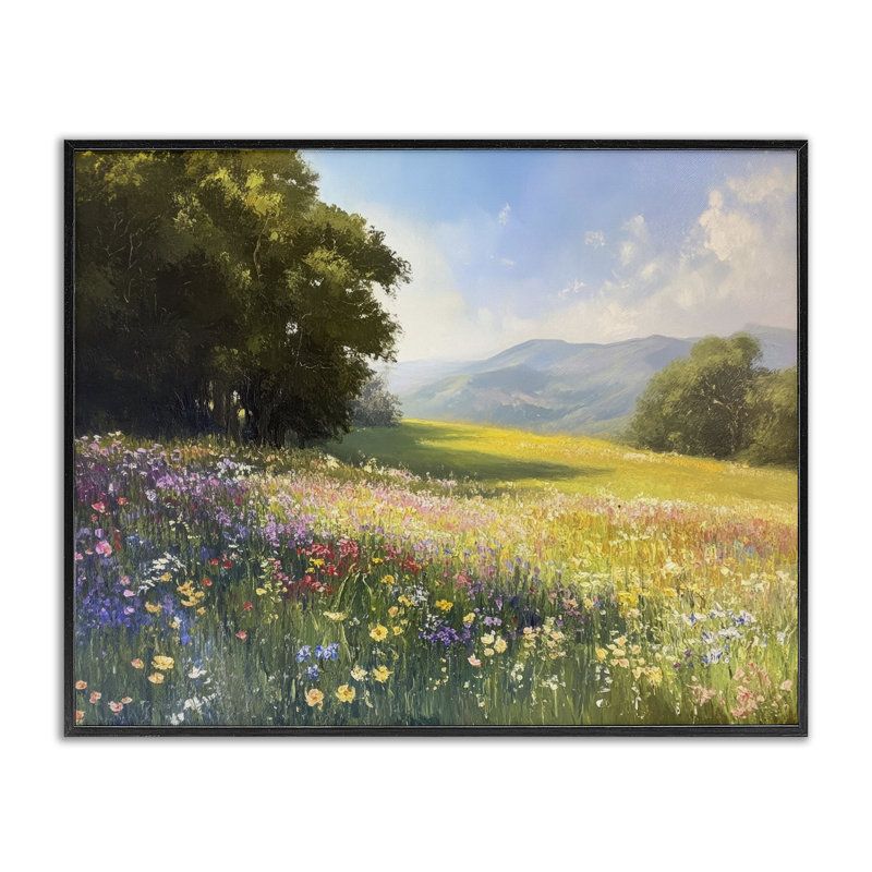 Estampe sereine prairie encadrée, design par Petal Prints Design, Giclée encadrée noir minuit, H 24 po x l 30 po