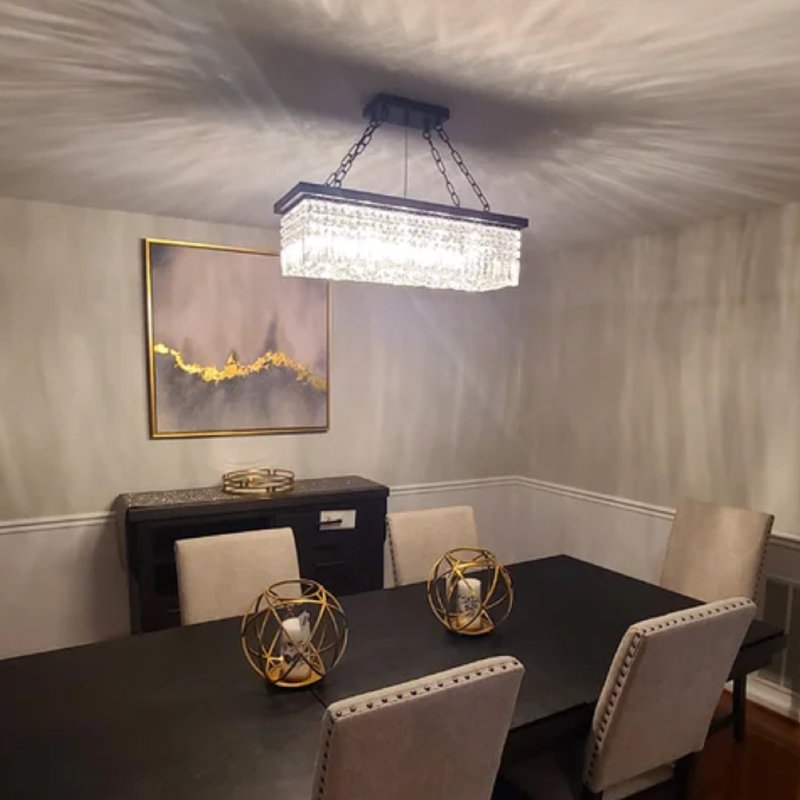 Kearan 5 - Light Kitchen Island Dimmable Rectangle Chandelier with Crystal Accents