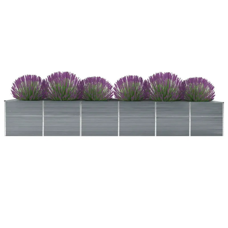 Eilish Metal Raised Flower Bed, 77cm H x 480cm W x 80cm D, Grey