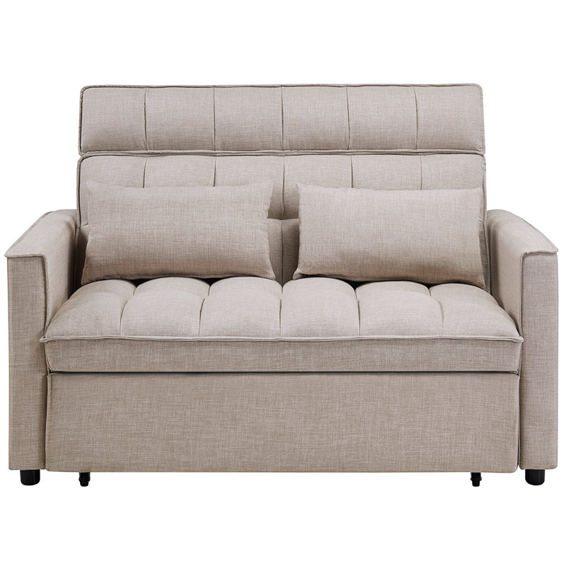 Canapé-lit inclinable moderne de 53 po avec dossier réglable Nangle, Beige