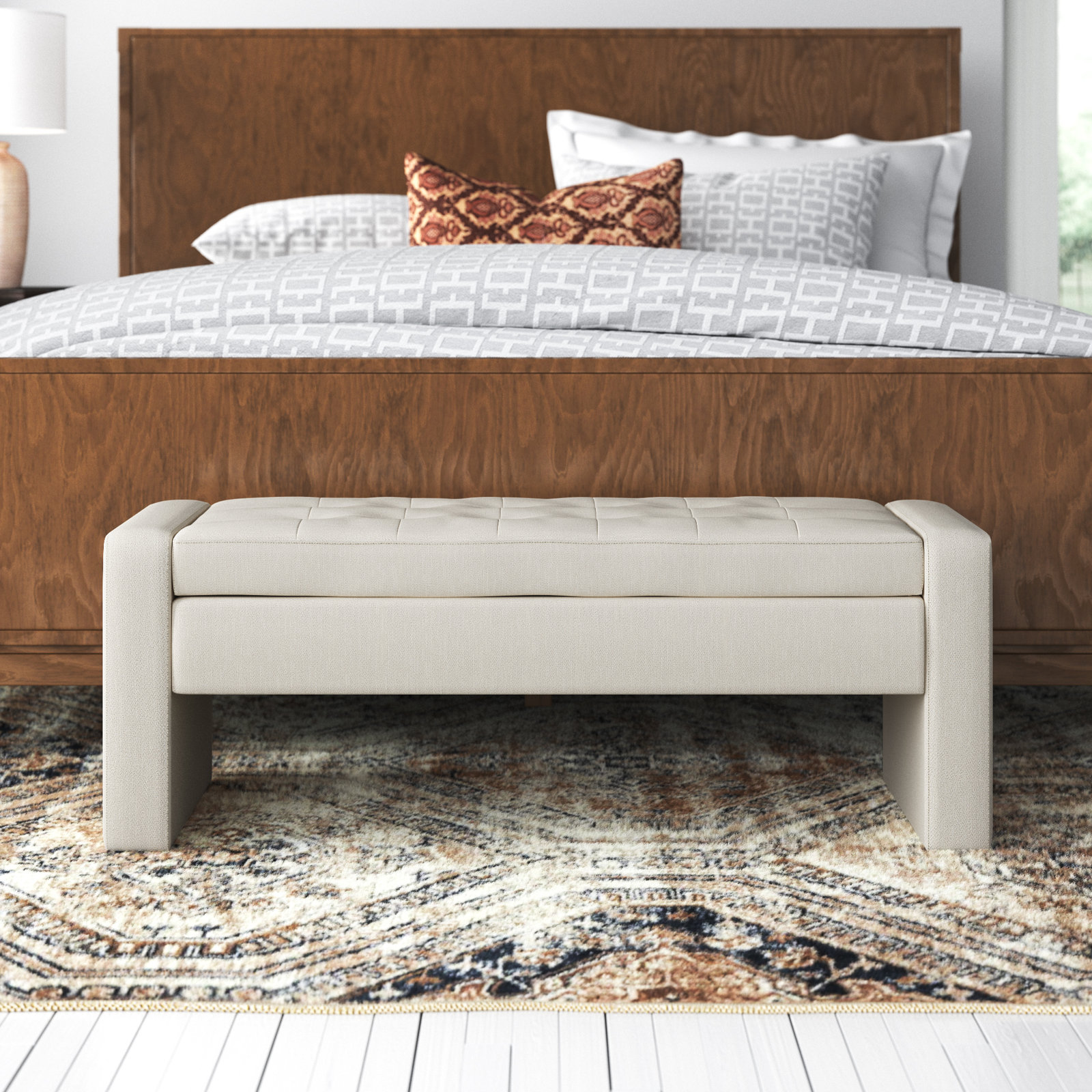 Gillian 51" Bedroom Bench, Cream