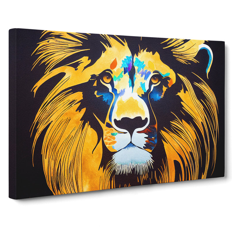 Lion Watercolour Vol.2 Abstract - Wrapped Canvas, 35cm H x 50cm W x 3cm D